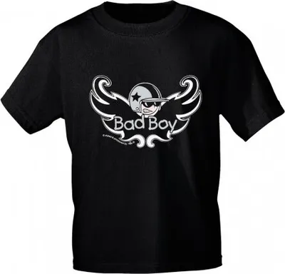 Produktbild von Kinder T-Shirt mit Aufdruck - BAD BOY - 06931 - schwarz - Gr. 86-164 Größe - 134/146