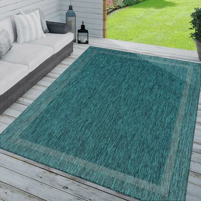 Produktbild von TT Home In-& Outdoorteppich Wetterfest Terrasse Küche Modern Mit Umrandung Unifarben Größe 240x340 cm