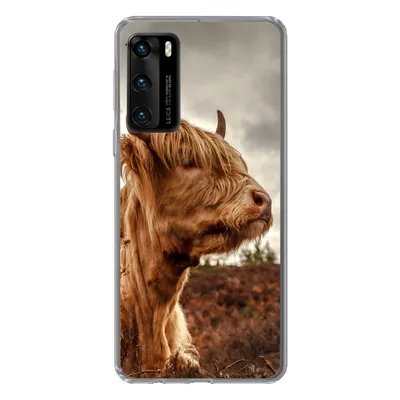 Produktbild von MuchoWow® Handyhülle Schutzhülle Hülle für Huawei P40 Scottish Highlander - Strauch - Heidekraut Silikon Softcase Handy Hülle - Handytasche