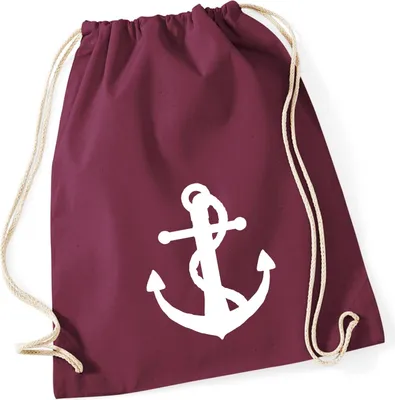 Produktbild von Huuraa Turnbeutel Anker Ankor 12 Liter Burgundy Baumwolle Rucksack Geschenkidee