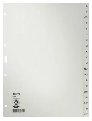 Produktbild von Leitz 4300-00-85 4300 Register - A - Z, Papier, A4, 30 cm hoch, 20 Blatt, grau