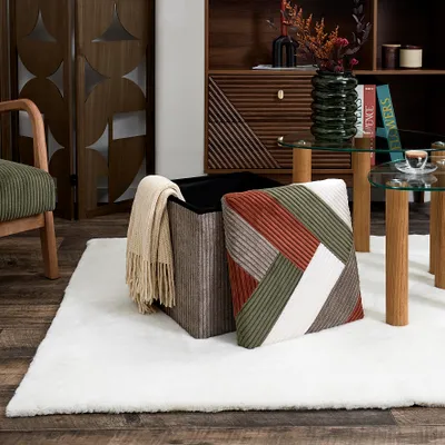 Image de Coffre Pouf - HOME DECO FACTORY - Scott - Pliable - Patchwork - Multicolore