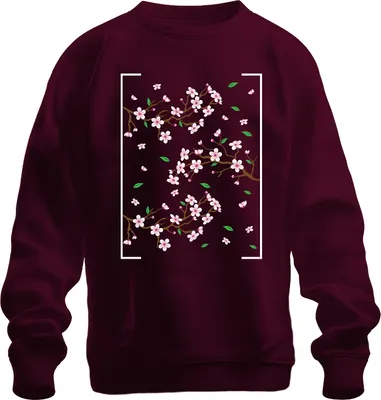Immagine prodotto di Cherry Blossom Sakura Branches Spring Japanese Flower Pattern Style Felpa Unisex Pullover, Borgogna, L
