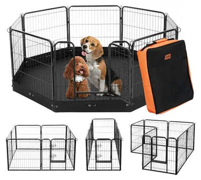 Immagine prodotto di Recinto per cani VEVOR, 8 pannelli da 610 x 610 mm, recinto pieghevole in metallo per cuccioli, recinzione per cani con porta, borsa per il trasporto e tappetino, recinto per cani, gatti e altri piccoli animali