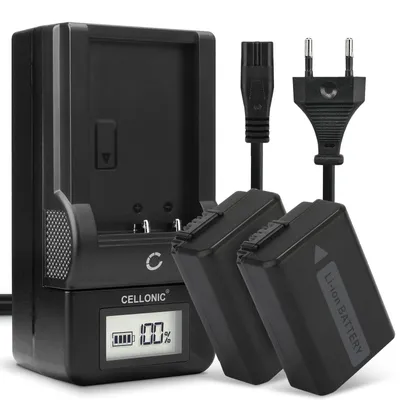 Produktbild von CELLONIC 2x Akku für Kamera Kompatibel mit Sony ILCE-6000 (α6000), A6400 ILCE-6400, Alpha 6400 ILCE-6400, NP-FW50 - (1030mAh, 7.4V) + Ladegerät