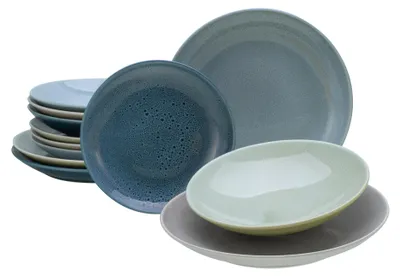 Produktbild von CreaTable, 23845, Reactive Aqua, Tellerset 12-tlg, Steinzeug