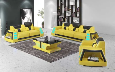 Produktbild von Sofagarnitur Komplette 3tlg Gelb Set Sofas JVmoebel
