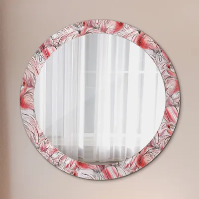 Produktbild von Ø80cm Modern Spiegel - Wandspiegel Wandmontage- Schlafzimmer - flamingo muster