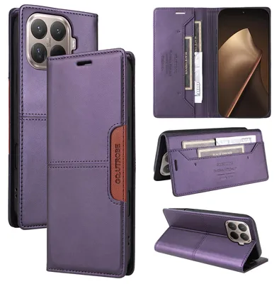 Image de Étui pour Xiaomi 15T Pro, étui portefeuille à rabat en cuir avec compartiment pour cartes et support, violet