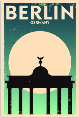 Produktbild von MuchoWow® Poster Berlin - Deutschland - Retro - Berlin Deutschland - Zitate - Brandenburger Tor 40x60 cm - Plakate für die Wand - Poster Babyzimmer