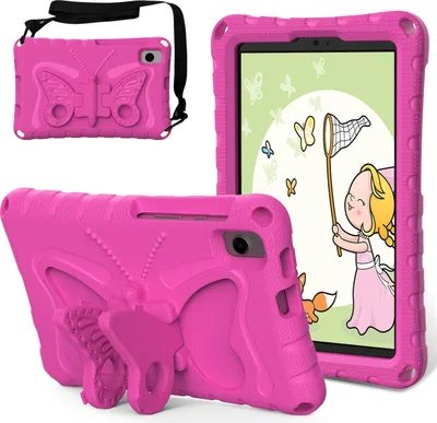 Produktbild von Kinder Hülle für Samsung Galaxy Tab A 8,0-Zoll 2019/Tab A7 Lite 8,7"/Tab A9 8,7" Leicht Stoßfeste EVA Kindgerechtes Schutzhülle mit Schultergurt, Schmetterlings-Ständer Rosa