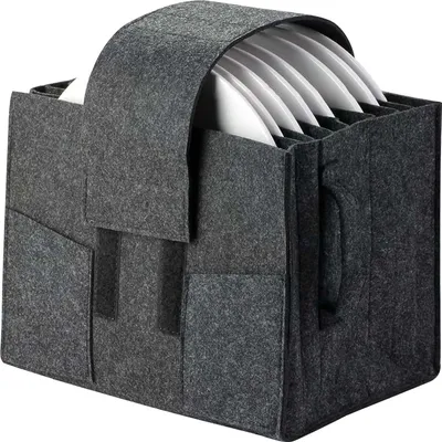 Produktbild von Aufbewahrungsbox Filz, Geschirr Organizer, Mehrschichtig, Rutschfest, Tragbar, 27x20x18 cm, Haushalt