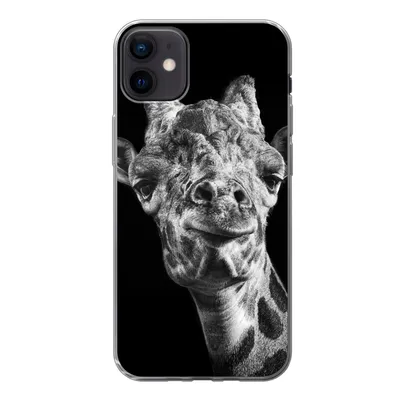 Produktbild von MuchoWow® Handyhülle Schutzhülle Hülle für iPhone 12 mini Giraffe - Tier - Schwarz - Weiß Silikon Softcase Handy Hülle - Bild