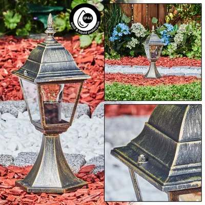 Produktbild von Quartucciu Sockelleuchte aus Metall/Glas in Braun-Goldfarben/Klar
