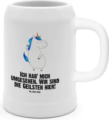 Produktbild von Mr. & Mrs. Panda Seidel Einhorn Mann - Weiß - Geschenk, Bier Humpen, Freundin, Keramikkrug, Deko, Einhörner, Party, Krug, Bierbecher, Familie