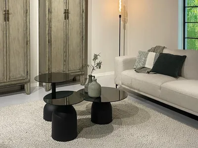 Productafbeelding van Livingfurn Bijzettafel Brix Isa Glas Zwart 55cm