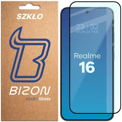 Produktbild von Gehärtetes Glas für Realme 16 5G, Bizon Glass Edge, Schwarzer Rahmen