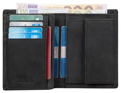 Produktbild von Benthill Herren Ledergeldbörse - Geldbeutel mit RFID-Schutz - Slim Portemonnaie für Herren - Echtem Vintage Leder