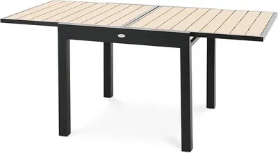Produktbild von Gartentisch COMLO, aus Kunstholz und Aluminium, ausziehbarer Balkontisch - 90/180 x 90 cm, robust & wetterfest, für Terrasse und Garten