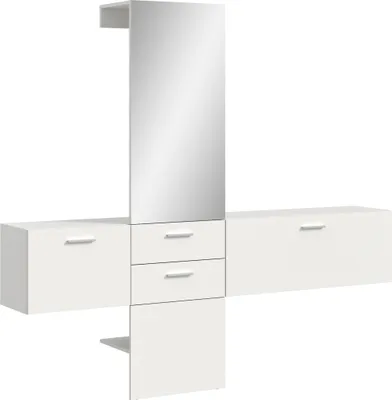 Produktbild von Garderoben-Set >Vaga< (3-teilig) Klappen, Schubkästen, Spiegel / Weiß - 208x190x36cm (BxHxT)