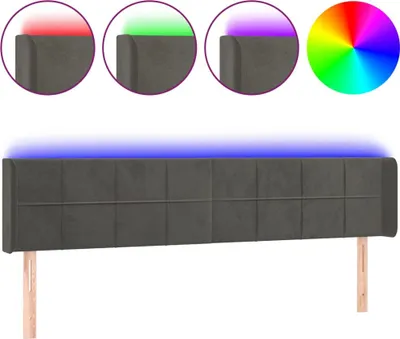 Produktbild von vidaXL LED Kopfteil Dunkelgrau 183x16x78/88 cm Samt