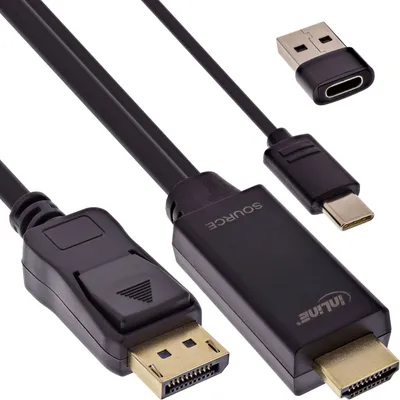 Image de InLine® câble convertisseur HDMI vers DisplayPort, 4K60Hz, noir/or, 1m