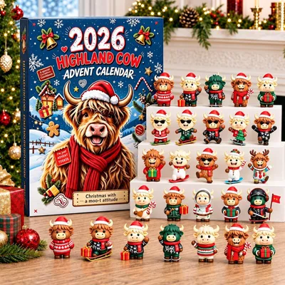 Imagen del producto de Highland Cow Calendario de Adviento 2026 24 Piezas Calendario de Navidad 3D 7