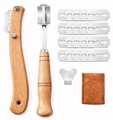 2 Bäckermesser-Set mit 20 Ersatzklingen, Brotanzmesser