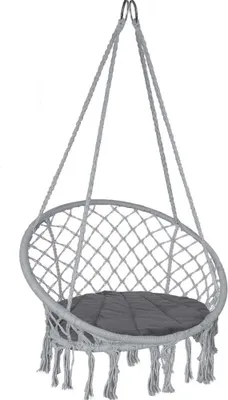 Immagine prodotto di Poltrona sospesa VOUNOT® con cuscini, sedia sospesa in stile boho da appendere, dondolo sospeso per adulti e bambini, per interni ed esterni, grigio