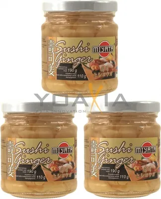 Produktbild von 3er Pack MIYATA Eingelegter Ingwer für Sushi (3x 190g/110g ATG) | eingelegte Ingwerscheiben