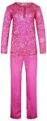 Produktbild von TEXEMP Damen Pyjama Schlafanzug Set Baumwolle Langarm Nachtwäsche Lang | B172 - Rot - XXL - 1 Set