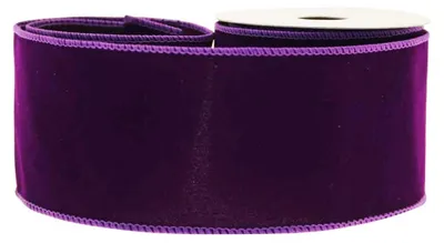 Samtband 63 mm x 9 m Lila mit Drahtkante