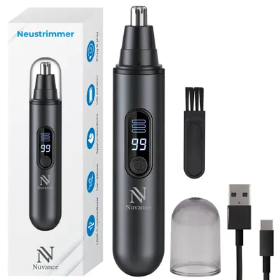 Productafbeelding van Nuvance Neustrimmer - Oplaadbaar & Afspoelbaar - Neushaartrimmers - Oortrimmer - Mannen & Vrouwen - USB C - Zwart