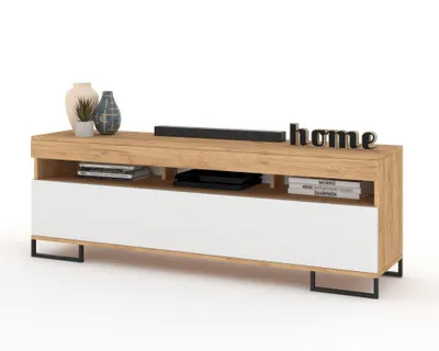 Produktbild von Modern TV-Lowboard Fernsehschrank PLAY STEHEND Craft Eiche/Weiß Matt 140cm