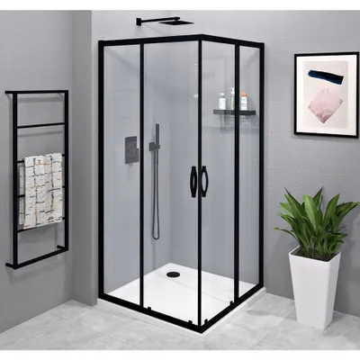 Produktbild von SIGMA SIMPLY BLACK Eck-Duschabtrennung 900x900 mm, Eckeinstieg, Klarglas
