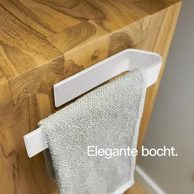 Immagine prodotto di Portasciugamani senza foratura | Portasciugamani adesivo per bagno e cucina | (Bianco opaco, 0 cm, 40 cm, 6 cm, 40 cm, 4 cm)
