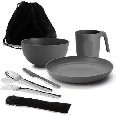 Produktbild von Camping Utensilien Set - Besteckset und Geschirr für Outdoor-Aktivitäten