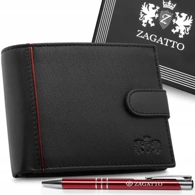 Zdjęcie produktu dla Portfel męski skórzany czarny poziomy skóra naturalna ochrona RFID ZAGATTO
