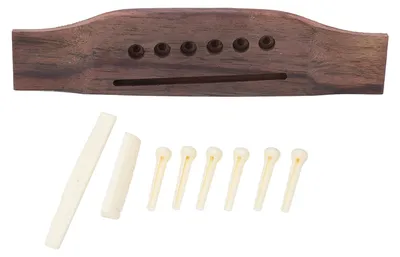 Immagine prodotto di Set di ricambio per chitarra acustica 6 piroli, capotasto, dado, parti in palissandro, accessori