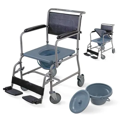 Immagine prodotto di Sedia a rotelle Mobiclinic Sedile per wc con rotelle Ancla Sedile per wc per anziani e disabili Sedile per wc con coperchio Bordeaux