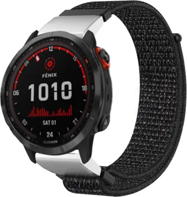 Produktbild von Strap-it Garmin Fenix 7x Nylonarmband (Schwarz)