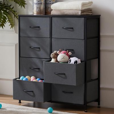 Kommode mit Stoffschubladen  , Chest of Drawers mit 8 schubladenschrank, kommode schlafzimmer schubladen schrank，Stoffkommode drawer
