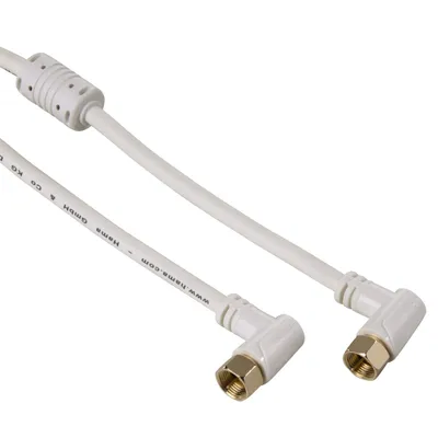 Obrázok produktu pre SAT pripojovací kábel Uhlová F zástrčka 5m 95dB Filter pozlátený biely