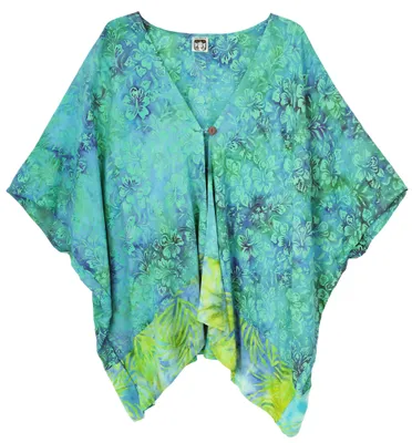 Produktbild von Kurze Offene Kimonobluse, Sommerlicher Balinesischer Kimono - Türkis, Damen, Viskose, Kimono