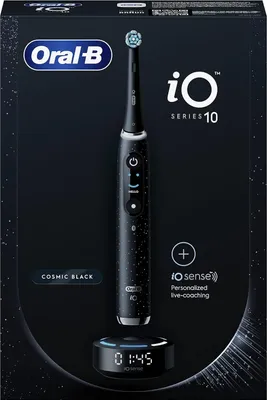Produktbild von Oral-B iO SERIES 10, Erwachsener, Vibrierende Zahnbürste, Tägliche Pflege, Super sensitive, Zahnfleischpflege, Zungenpflege, Intensiv, Sensibel, Whitening, Schwarz, Schwarz, Rund