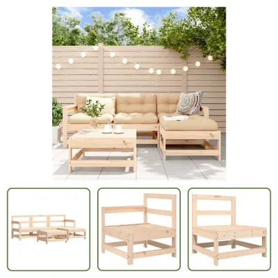 Produktbild von The Living Store 5-tlg. Garten-Lounge-Set Massivholz Kiefer