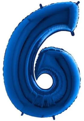 Produktbild von Riesenzahl Folienballon 40"/102cm | Blau Zahl: 6