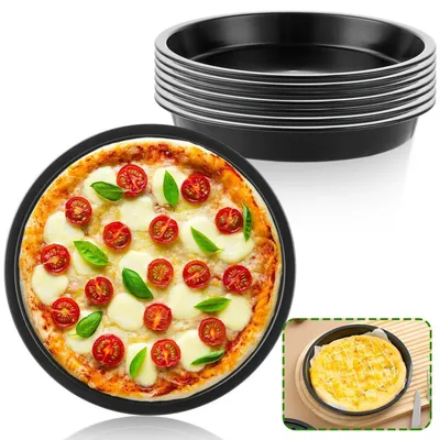 Obrázok produktu pre Sada 8 plechov na pizzu, kruhové, priemer 15 cm, nerezová oceľ, s nepriľnavým povrchom