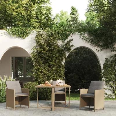 Produktbild von The Living Store Gartentisch Beige 109x107x74 cm Poly Rattan & Massivholz Akazie