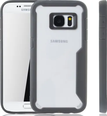 Produktbild von Graue Premium Samsung Galaxy S7 Hybrid-Editon Hülle | Unterstützt Kabelloses Laden | aus edlem Acryl mit weichem Silikonrand Grau